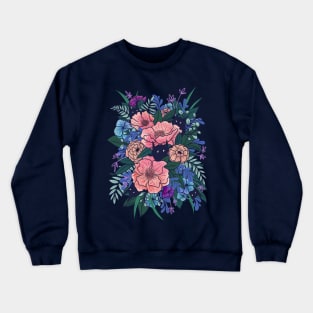 Wild Flowers (on Blue) Crewneck Sweatshirt